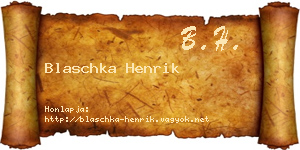 Blaschka Henrik névjegykártya